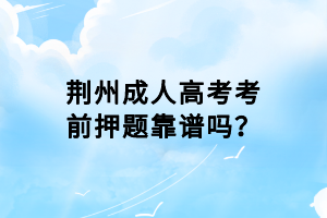 荊州成人高考考前押題靠譜嗎？