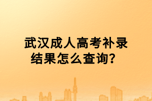 武漢成人高考補(bǔ)錄結(jié)果怎么查詢？
