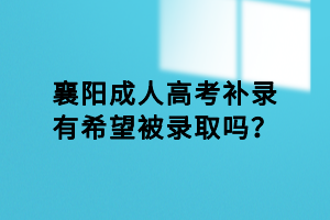 襄陽成人高考補錄有希望被錄取嗎？