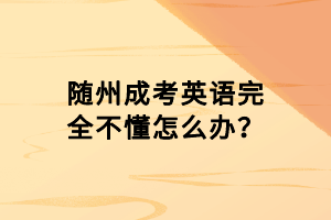 隨州成考英語完全不懂怎么辦？