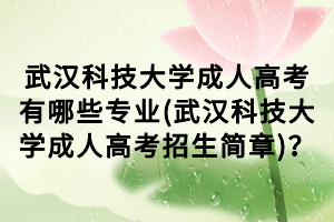 武漢科技大學成人高考有哪些專業(yè)(武漢科技大學成人高考招生簡章)？