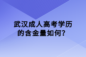 武漢成人高考學(xué)歷的含金量如何？