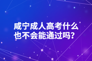 咸寧成人高考什么也不會能通過嗎？