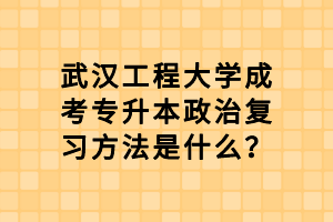 武漢工程大學成考專升本政治復習方法是什么？