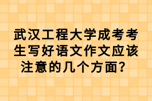 武漢工程大學(xué)成考考生寫好語文作文應(yīng)該注意的幾個(gè)方面？