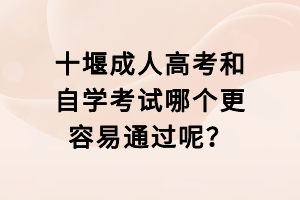 十堰成人高考和自學考試哪個更容易通過呢？
