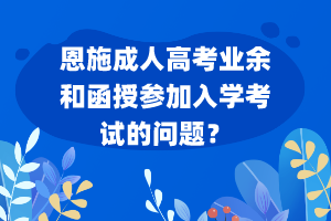 恩施成人高考業(yè)余和函授參加入學(xué)考試的問題？