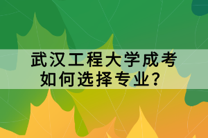 武漢工程大學(xué)成考如何選擇專業(yè)？