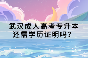 武漢成人高考專升本還需學(xué)歷證明嗎？