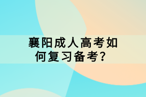 襄陽成人高考如何復習備考？