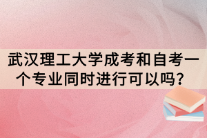 武漢理工大學(xué)成考和自考一個(gè)專業(yè)同時(shí)進(jìn)行可以嗎？