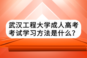 武漢工程大學(xué)成人高考考試學(xué)習(xí)方法是什么？