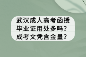 武漢成人高考函授畢業(yè)證用處多嗎？成考文憑含金量？