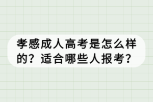 孝感成人高考是怎么樣的？適合哪些人報考？