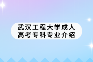 武漢工程大學(xué)成人高考?？茖I(yè)介紹