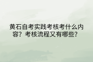 黃石自考實踐考核考什么內(nèi)容？考核流程又有哪些？