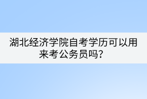 湖北經(jīng)濟(jì)學(xué)院自考學(xué)歷可以用來考公務(wù)員嗎？