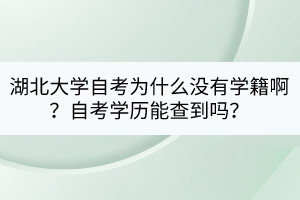湖北大學(xué)自考為什么沒有學(xué)籍啊？自考學(xué)歷能查到嗎？