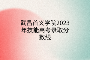 武昌首義學(xué)院2023年技能高考錄取分數(shù)線