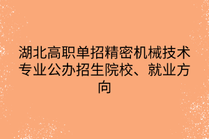 湖北高職單招精密機械技術(shù)專業(yè)