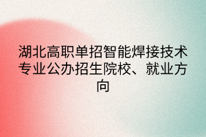 湖北高職單招智能焊接技術專業(yè)