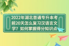2022年湖北普通專升本考前20天怎么復習漢語言文學？如何掌握得分知識點
