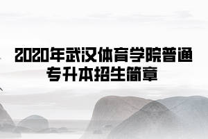 2020年武漢體育學(xué)院普通專(zhuān)升本招生簡(jiǎn)章