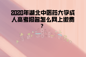 2020年湖北中醫(yī)藥大學成人高考報名怎么網上繳費