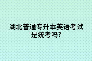 湖北普通專(zhuān)升本英語(yǔ)考試是統(tǒng)考嗎?