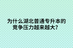 為什么湖北普通專升本的競爭壓力越來越大？