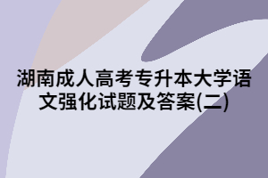 2020年湖南成人高考專升本大學(xué)語文強(qiáng)化試題及答案(二)
