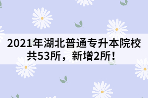 2021年湖北普通專升本院校共53所，新增2所！