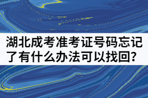 湖北成人高考準(zhǔn)考證號碼忘記了有什么辦法可以找回？