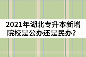 2021年湖北專升本新增院校是那兩所？是公辦還是民辦？