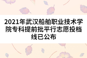2021年武漢船舶職業(yè)技術(shù)學(xué)院?？铺崆芭叫兄驹竿稒n線已公布