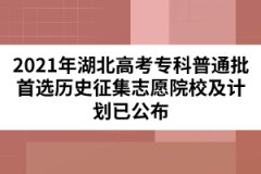 2021年湖北高考?？破胀ㄅ走x歷史征集志愿院校及計(jì)劃已公布
