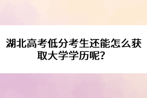 湖北高考低分考生還能怎么獲取大學(xué)學(xué)歷呢？