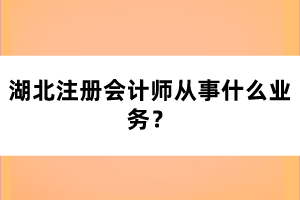 湖北注冊會計師從事什么業(yè)務(wù)？