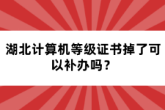 湖北計算機等級證書掉了可以補辦嗎？