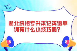 湖北統(tǒng)招專升本記英語單詞有什么小技巧嗎？
