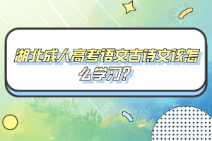 湖北成人高考語文古詩文該怎么學(xué)習(xí)？