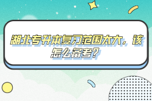 湖北專升本復習范圍太大，該怎么備考？