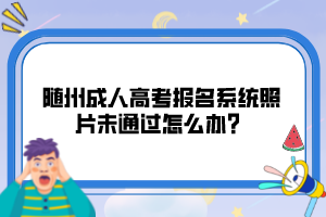 隨州成人高考報名系統(tǒng)照片未通過怎么辦？