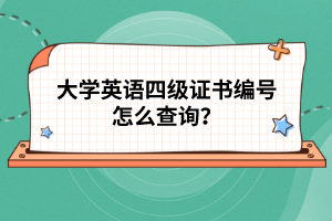 大學(xué)英語四級證書編號怎么查詢？