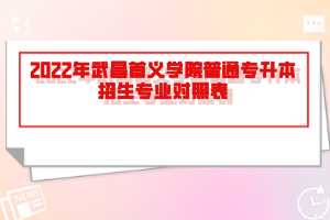 2022年武昌首義學院普通專升本招生專業(yè)對照表