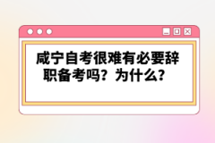 咸寧自考很難有必要辭職備考嗎？為什么？