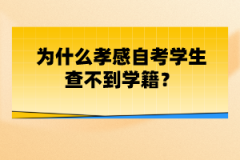 為什么孝感自考學(xué)生查不到學(xué)籍？